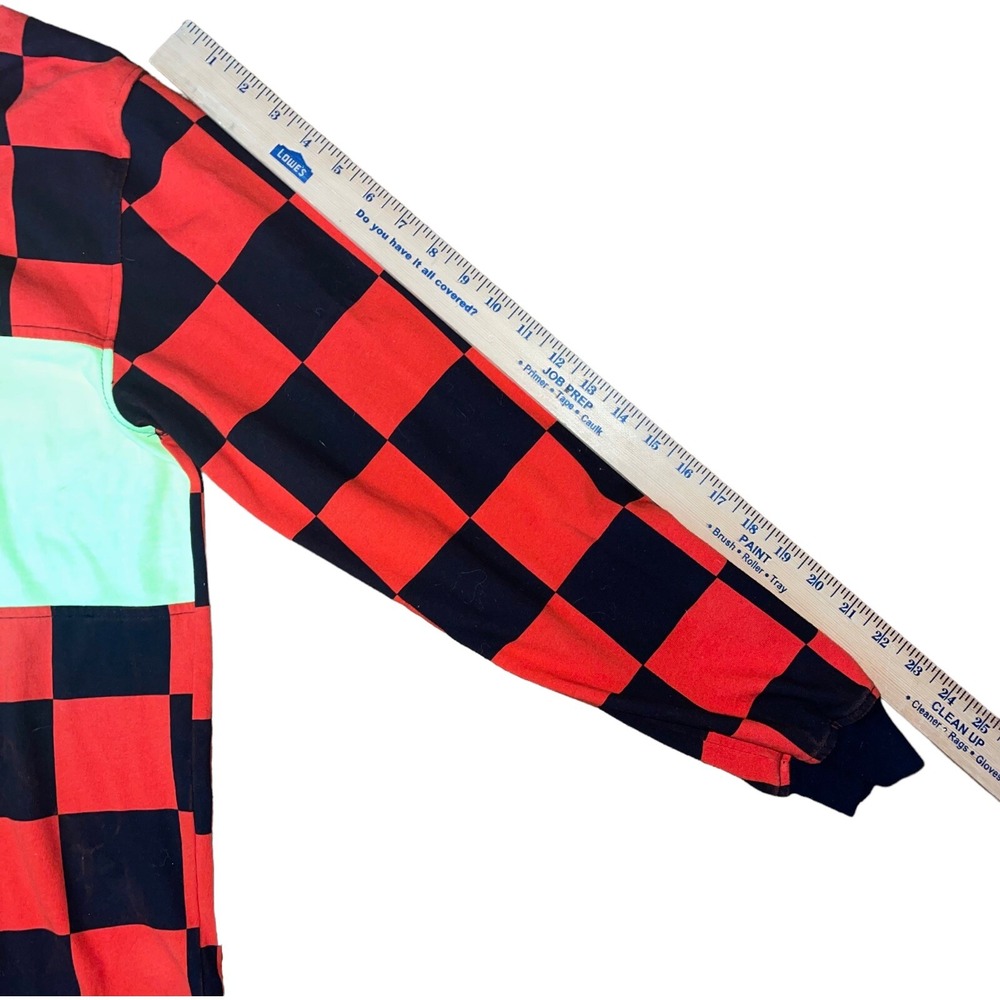 10.Deep Men's Long Sleeve rugby shirt - Manchester Checker - Orange / Black - Picture 9 of 10